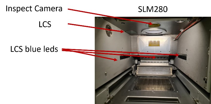 Fig. 1. Build plate of the SLM280 with the built-in image acquisition setup.